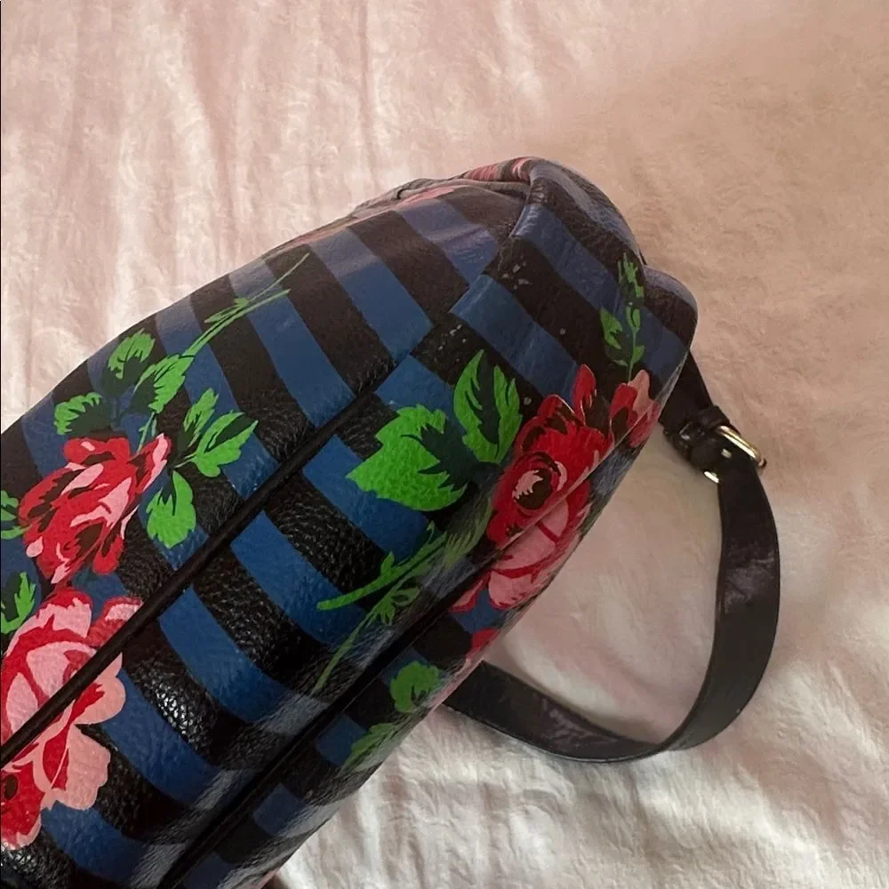 Betsy Johnson Laptop Bag Crossbody Roses Stripes